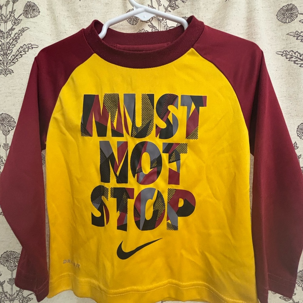 Nike Kids Yellow and Red Long Sleeve Tee